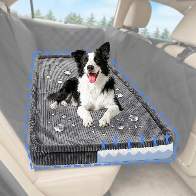 Loiion Dog Car Bed, Non-Slip Backseat Extender Pet Mat 50"x24.6" | Removable, Washable Dog Bed With Waterproof Liner Protects Car Seats, Anti-Slip Travel Bed For Dogs