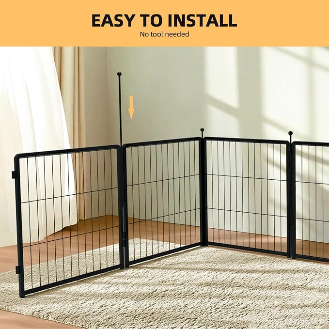 Dog Playpen Indoors/Outdoor, 36 inch 8 Panels Dog Play Pen for Small Dogs, Rustproof Metal Pet Fence for RV Camping/Yard/Garden