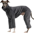 D Doggy Star Italian Greyhound Clothes Sweater Fleece Basic Onesie Whippet for Dog Turtleneck Outfits Coat (L,FLCE Charcoal)