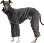 D Doggy Star Italian Greyhound Clothes Sweater Fleece Basic Onesie Whippet for Dog Turtleneck Outfits Coat (M,FLCE Charcoal)