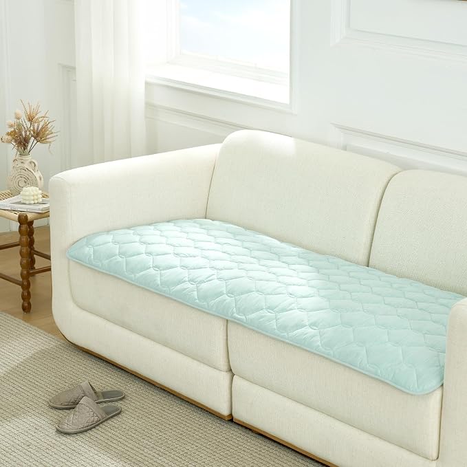 COZY KISS Cooling Couch Cover for Dog Washable, Cool Sofa Cushion Mat | Q-Max >0.4 Cool Tech, Non-Slip Pet Pad for Car Seat Protector, Liquid Pee Proof Mat for Dog, Cats, 27.5x71 Inch, Green
