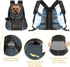WOYYHO Pet Dog Carrier Backpack, Ventilated Mesh Small Dog Front Backpack | Breathable Puppy Back Pack, with Safety Belt, Storage Pockets, for Travel Hiking Cycling Outdoor Adventures, Dark Gray, S