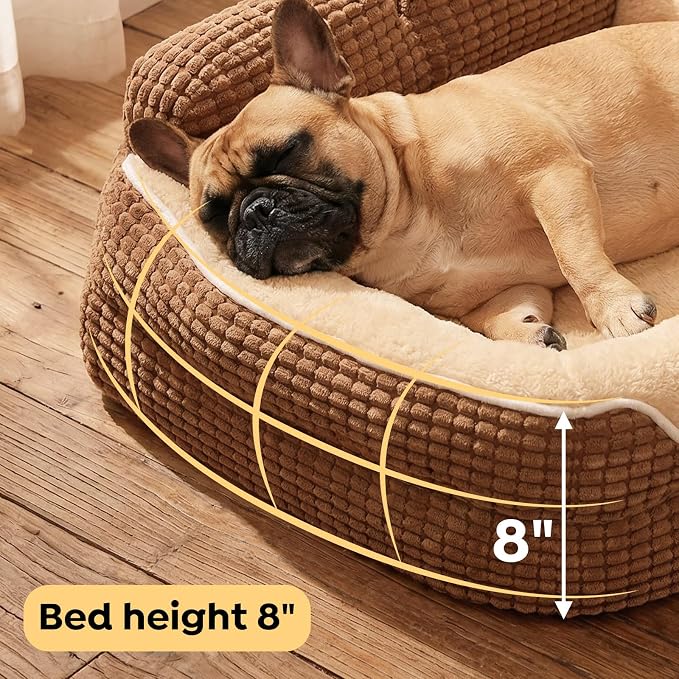 Veehoo Square Small Dog Bed, Orthopedic Dog Bed Washable Couch Sofa, 24" | Washable Dog Bed for Indoor, Egg-Crate Memory Foam Dog Bed with Sides, Removable Cover, High Back Non-Slip Bottom