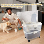 Rolling Dog Food Storage Container 20lb,Airtight Pet Food Container,Plastic Dog Food Bin with Pet Food Scoop,Dry Dog Cat Food Storage,Height Adjustable