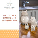 SPOTTED DOG GIFT COMPANY Ceramic Cookie Jar with Lid, Large Cat Treat Container for Cookies & Biscuits, Cute Novelty Kitchen Storage for Countertop, Gifts for Cat Lovers - 43oz Gray