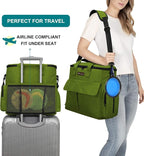 Modoker Weekend Dog Travel Bag Set with 2 Food Bags, 2 Bowls and Mat,Green | Dog Travel Accessories Organizer for Camping and Road Trips with Roomy Storage, Multiple Pockets and Water-Resistant Oxford