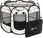 Siedihit Dog Cat Playpen, Puppy Pet Playpen Indoor for Small Dog Crate Tent | Cage Outdoor, Portable Pop Up Dogs Enclosure Kennel with Carrying Case for Dogs/Cats/Rabbits (Cute, Small)