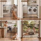 Mumeasy 36" Tall Baby Gate for Stairs, 29.5-43.3" Expandable Hardware Mounted (Drill Needed), Removable No Bottom Bar Dog Gate, Auto Close Wide Walk Thru Safety Gate for Doorways, Pets& Toddlers,Black