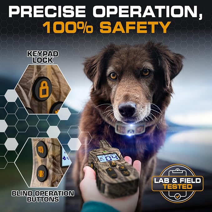 INVIROX Dog Shock Collar [Ultra K9] 124 Training Levels, 4 Powerful Modes with Night-Light and ¾ Mile Range 100% Safe Dog Training Collar for Large Dogs IP67 Waterproof (Camouflage)