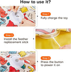 Potaroma Interactive Cat Feather Toys, Hide and Seek Moving Feather Wand | Rechargeable Touch Activated Indoor Kitten Exercise Kicker, Mouse Squeaky, Graffiti Cover