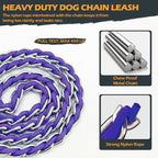 S-ETOVUS-Chain Dog Leash, Bite-Proof Metal Leash, with Padded Handle | Three Sizes 7.25FT/5.2FT/4FT, Woven From Nylon Rope And Chain, Durable And Bite-Resistant, Comfortable With Padded Handles