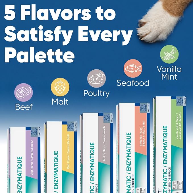 C.E.T. Enzymatic Toothpaste for Dogs and Cats, Beef, 2.5oz | Plaque and tartar control for fresh breath, pet dental care toothpaste, Dual enzyme system, beef flavored toothpaste