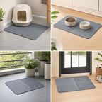 Silicone Cat Litter Mat, 30'' × 23'' Large Waterproof Cat Pad for Litter Box, Easy-Clean Trapping Surface with Raised Edge, Gentle on Paws, Gray