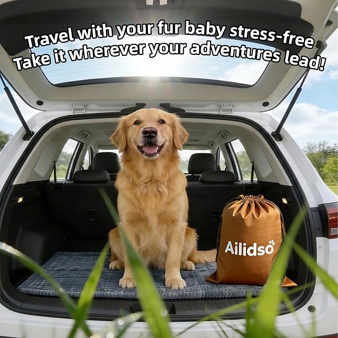 Dog Car Seat Cover, Pet Couch Covers for Car and Sofa,Non-Slip Backseat Pet Bed Mat, Machine Washable, Soft Plush Travel Seat Protector with Storage Bag (Grey,23.6''×70'')