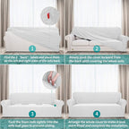 YEMYHOM Couch Cover Latest Jacquard Design High Stretch Sofa Covers for 2 Cushion Couch, Pet Dog Cat Proof Loveseat Slipcover Non Slip Magic Elastic Furniture Protector (Medium, White)