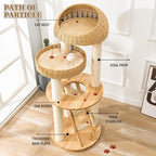 SHODMI Modern Cat Tree Tower for Large Indoor Cats, 53-Inch, 2 Basket Beds | 8 cm thick sisal scratching posts, 20.5-inch wide stable base, rubberwood frame, sisal stairs, plush & cooling mats