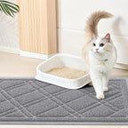Smiry Cat Litter Box Mat 30x20, Non-Slip Water Resistant Litter Trapping Mat, Easy Clean Less Waste and Urine-Locking Cat Carpet for Indoor, Grey