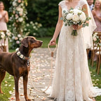 Mile High Life Dog Leash Braided Cotton Rope w/Leather-Wrapped Ends/Handle | Rust-proof 360° swivel clasp, Heavy-duty for medium/large dogs. Great for weddings, daily walks (4 FT, 1/2", Light Brown)