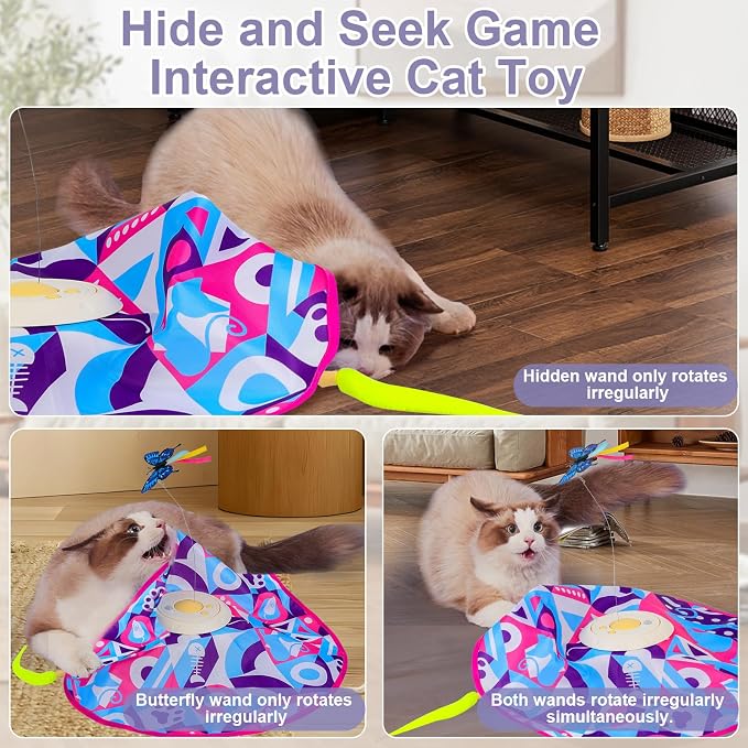 Interactive Cat Toys for Indoor Cats, Kitten Toys for Indoor Kittens,Pink | Automatic Electronic Cat Toys for Bored Adult Cats, Stimulating Moving Cat Enrichment Toy, Hide and Seek Cat Games Toy