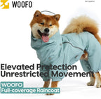 WOOFO Full-Coverage Dog Raincoat, Lightweight, Comfortable, Adjustable & Easy to Wear Dog Rain Jacket, Detachable Cap, Reflective Strip (Mint, Medium)