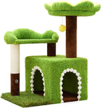 Woochpet Sunflower Short Cat Tree with Cat Scratching Posts Small Cat Tower | Cat Condo,Cat Perch,Cat Bed 3-in-1 Cat Scratcher for Small Cats and Kittens