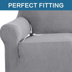 H.VERSAILTEX Stretch Oversized Couch Cover 1 Piece Sofa Slipcovers for Living Room Soft Cover for Sofa Feature Thick Checked Jacquard Fabric with Elastic Bottom, Sofa X-Large - Dove