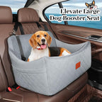 Wooaidagg Dog Car Seat for Medium & Large Dogs Up to 55lbs, Memory Foam Cushion, Washable Cover, Safety Straps & Non-Slip Base(Grey,Large)