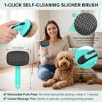 5 PCS Cat & Dog Grooming Kit Brush, Self-Cleaning Slicker Hair Brush, Nail Clipper, Undercoat Rake, Pet Bath Brush with Removable Screen,Pet Comb for Short & Long Haired Dogs Cats, Green