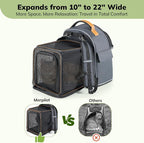 Morpilot Expandable Cat Carrier Backpack for Small Dogs & Cats Up to 12lbs, Breathable Mesh Pet Travel Backpack with Safety Leash, Foldable Airline Approved Carrier for Hiking Camping Outdoor, Grey