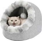 Avont Cat Bed Cave for Indoor Cats, Semi-Enclosed with Washable Cushion | Anti-Slip Bottom, Warm Plush, for Kittens & Small Dogs Under 10 lbs (M)