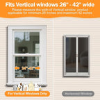 Cat Window Box Catio, Outdoor Indoor Cat Enclosure with Clear Panels, Mesh Sides & PVC Curtain, Universal Window Perch for Windows 25"–43", Window Catio for Sunbathing, Napping & Overlooking,Grey
