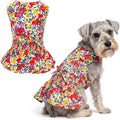 Parisian Pet Floral Dog Dress - 100% Cotton Summer Clothes for Large Dogs Girl - Ruched Waist Pet Dress - Stylish Printed Beach Dog Outfit - Lightweight Puppy Clothes - Sleeveless Dresses for Dogs