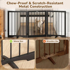 Free Standing Dog Gate Indoor, Foldable Dog Gate for Doorways Stairs | 3-Panel Freestanding Pet Gate with Support Feet for Stability, Folding Puppy Gate Easy to Move, Doggy Gate 54"x24", Black