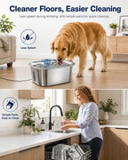 PETNF 2.1-Gallon Stainless Steel Dog Water Fountain for Large Dogs, Dog Water Bowl Dispenser with 4 Filters, Visible Water Window, Quiet Pump & LED Low-Water Indicator