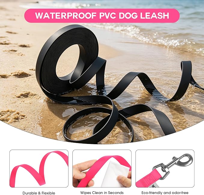 Wolfone Waterproof Dog Leash 10FT Long Line Training Leash for Dogs | Long Line Dog Leash Durable PVC coated leash with waterproof surface easy clean design for recall and outdoor walks