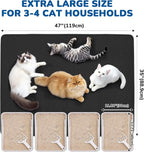 Cat Litter Mat 47" x 35", Washable Urine-Proof Non-Slip Black | Machine Washable, Upgraded Felt & Fabric Material Litter Mat for Fewer Creases, Hold 3-4 Litter Boxes, Soft on Paws