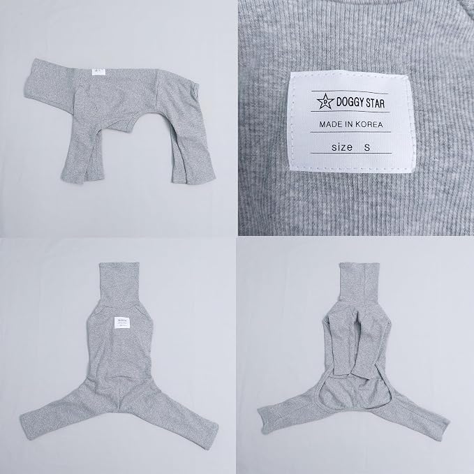 D Doggy Star Italian Greyhound Clothes Stretchable Onesie Whippet for Dog (L,Ribbed Grey)