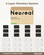 Neareal Official 12-Pack Replacement Filters for 74oz/2.2L Pet Fountain | Replacement Set Includes 12 Filters and 12 Pre-Filter Sponges, Replace Every 1–2 Weeks