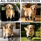 EXPAWLORER Dog Socks for Hot Pavement to Prevent Licking Paws, Non-Slip Dog Grippy Booties Shoes for Hardwood Floors, Traction Control Boots & Paw Protectors for Small Medium Large Senior Dogs Black S
