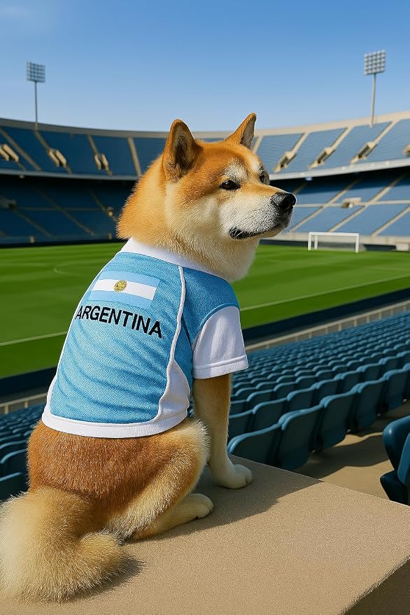 Parisian Pet Team Argentina Dog Jersey - Breathable Mesh Puppy Football Jersey - Lightweight Stretch Sporty Dog Clothes - Summer Shirts for Large Dogs - Soccer Jersey for Dogs - Sportswear Pet Clothes