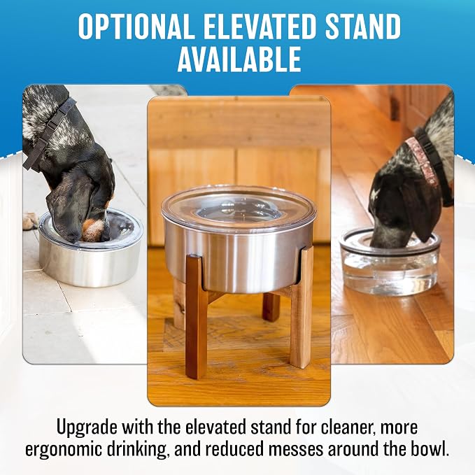 Tritan Plastic Dripless Water Bowl with Lid – Holds 1 Gal, Reduces Spills & Trails Up to 85%+, Water Bowl for Large Breed Dogs (51-85 lbs), The Original Slobber Stopper