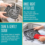Messy Mutts Square Slow Feeder, 8 Inch, 2 Cup, Cool Grey | 8 x 8 Inch Square Silicone Puzzle Slow Feeder For Dogs And Cats, Holds 2 Cups, Dishwasher Safe