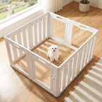 Soulbond Clear Acrylic Dog Playpen Indoor, 24 Inch, White, 8 Panels | Non-Slip,Tool-Free Assembly, External Door Lock Play Pen for Puppies and Small Dogs
