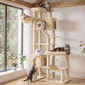 Feandrea Multi-Level Cat Tree for Large Cats, 79.5 inch Tall Cat Tower with 6 Resting Areas and Sisal Scratching Posts, 41.3 x 17.7 x 79.5 inch, Beige Clawfy Collection UPCT020Y101