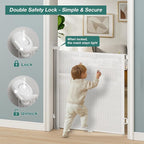Babepai Retractable Baby Gates Extra Wide | 55" Wide x 34" Tall Dog Gates for Stairs | Indoor/Outdoor Use | Child Gates for Doorways, Deck, Porch, Hallways, Patio - White