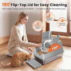 XL Stainless Steel Litter Box with Lid, Enclosed Metal Litter Box | High Sides, Urine and Litter Control, Odor Filter, Flip-Top, Easy-Clean Pan, Scoop & Step, Big Cats, Multi-Cat Homes, Black