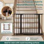 InnoTruth 29.6-39.1 in Wide Baby Gate for Stairs and Doorways, Black | Indoor Metal Dog Gate for Pets, Auto Close 2 Way Swing Walk Through Door, Double Lock & Y-Bolts, Pressure or Hardware Mount