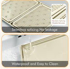 2Pack Cat Litter Box Step, Cat Litter Catcher, Expandable Interlock Litter Mat, Washable Easy Clean, Waterproof & Urine Proof, Khaki