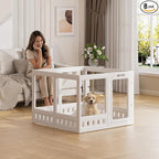 Clear-air Dog Playpen, Expandable Acrylic Dog Playpen for Small Dogs, Transparent Clear Dog Play Pen Indoors Puppy Enclosure, 35", 8 Panels, White