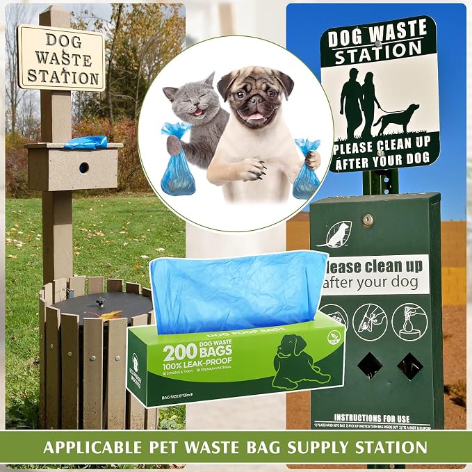 Sherr 20 Boxed Rolls 4000 Counts Dog Poop Bags Bulk Leak Proof Dog Waste Bags Universal Pet Doggy Waste Poop Box for Puppy Pets Outdoor Walking and Travel, 20 Rolls of 200(Blue)